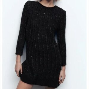 Zara Black Knit Dress NWT